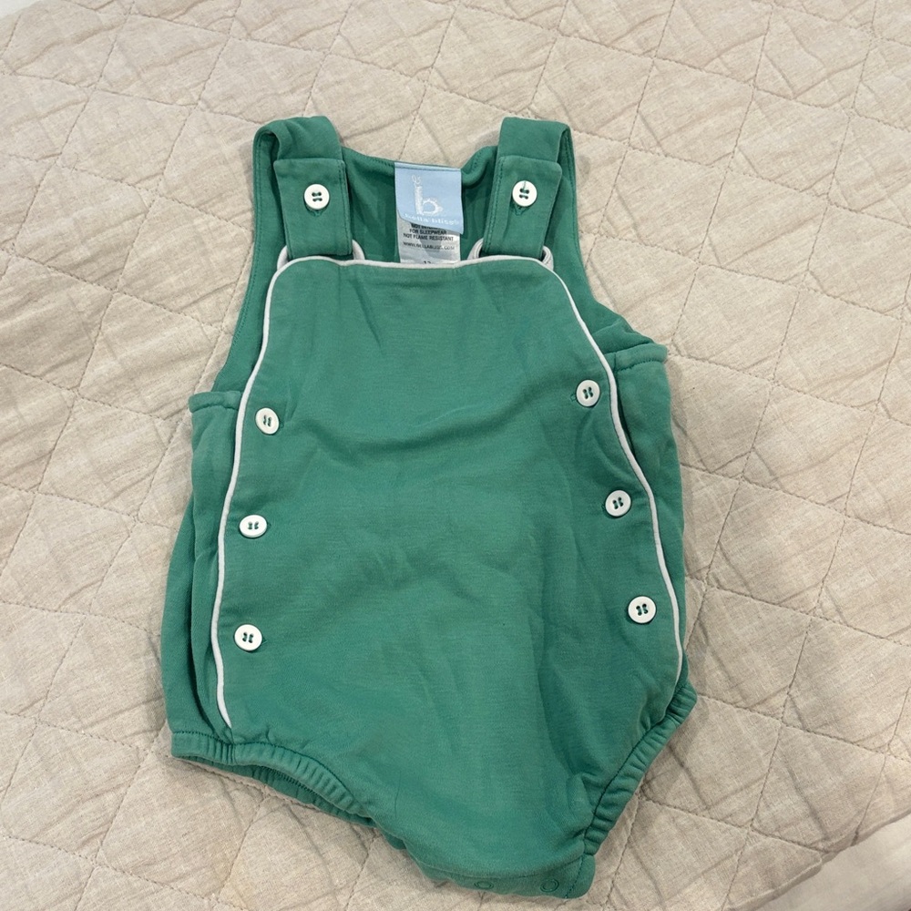 Green Bella Bliss Baby Bubble with White Buttons. Size 12M